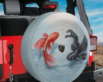 Koi Fish Spare Tire Cover - Waterproof with Backup Camera Hole