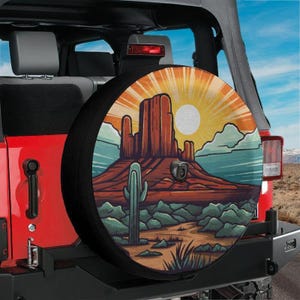 Spare Tire Sunset Over Sedona Cover With Backup Camera Hole Option For Wrangler Broncos Tire Sizes Full Color Print RV Camping Gift
