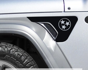 Calcomanía de vinilo con la bandera de Tennessee para la ventilación del guardabarros - Compatible con Jeep Wrangler JL/Jeep Gladiator JT 2018+