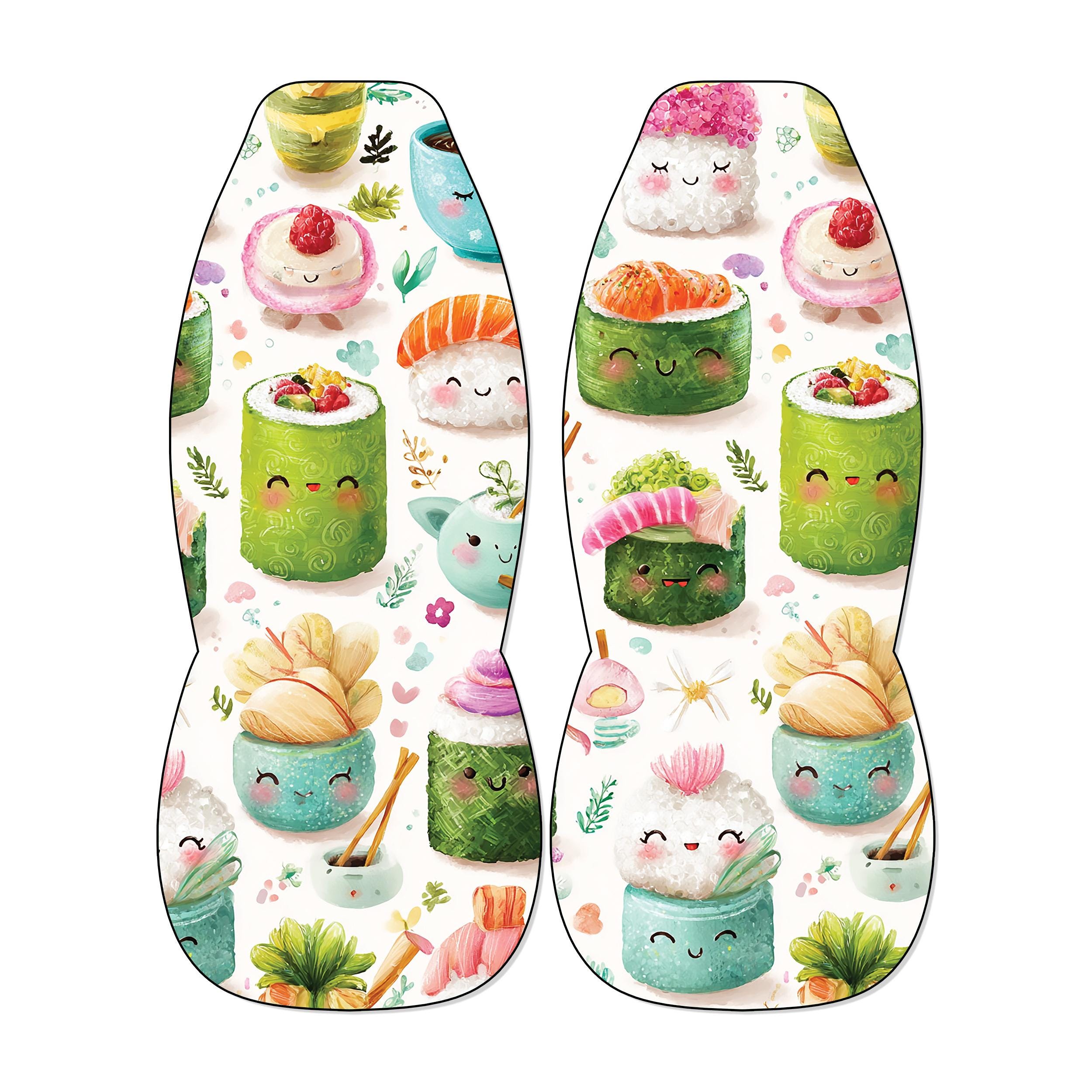 Kawaii Sushi Seat Covers, Cute Japanese Food Front Seat Protectors