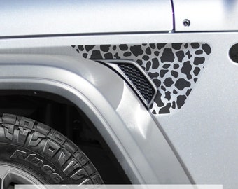 牛柄フェンダーベントビニールデカール ジープラングラー JL およびグラディエーター JT 2018年式以降用 ユニークなオフロードカスタムデザイン