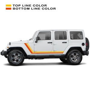 Retro Body Stripe Kit Vinyl Decal Graphic Set Fits Jeep Wrangler JKU 4 Door 2007 - 2018