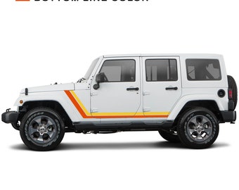 Retro Body Stripe Kit Vinyl Decal Graphic Set Fits Jeep Wrangler JKU 4 Door 2007 - 2018