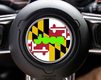 Maryland Flag Steering Wheel Decal Overlay Accessory for Jeep Vehicles