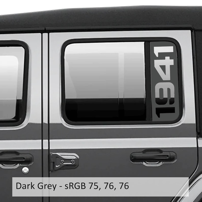 1941 Side Window Vinyl Decal Set for Jeep Wrangler JLU and Gladiator JT 2018 and Newer Patriotic Off-Road Graphic Durable Design image 3