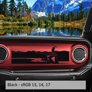Mountaineer River View Dashboard Decal | Fits Jeep Wrangler JL & Gladiator JT | Vinyl Nature Overlay for Jeep Interior