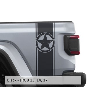 Distressed Alpha Romeo Military Star Bedside Graphic Decal Set for Jeep Gladiator JT 2018 and Newer Bold Off-Road Design