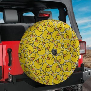 Yellow Rubber Ducky Spare Tire Cover With Backup Camera Hole Option Fits Jeep Wrangler Bronco RV SUV Offroad Vehicles