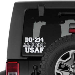 Retired Military DD-214 Alumni USAF Vinyl Transfer Sticker Veteran Decal for Cars Windows Laptops Durable Patriotic Design