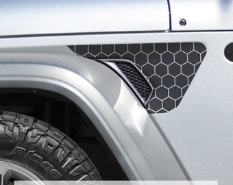 Calcomanía de vinilo de malla hexagonal con diseño de panal para ventilación de guardabarros - Compatible con Jeep Wrangler JL/Jeep Gladiator JT 2018+