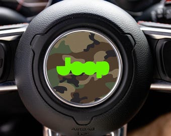 Woodland Camouflage Steering Wheel Decal Overlay Accessory for Jeep Vehicles
