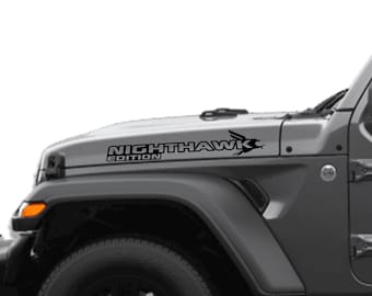 Night Hawk Edition Hood Decal Set Custom graphics for Jeep Wrangler JL and Gladiator JT
