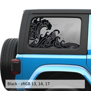Ocean Tidal Wave Hardtop Window Decal Set - Fits Jeep Wrangler JLU 2018+