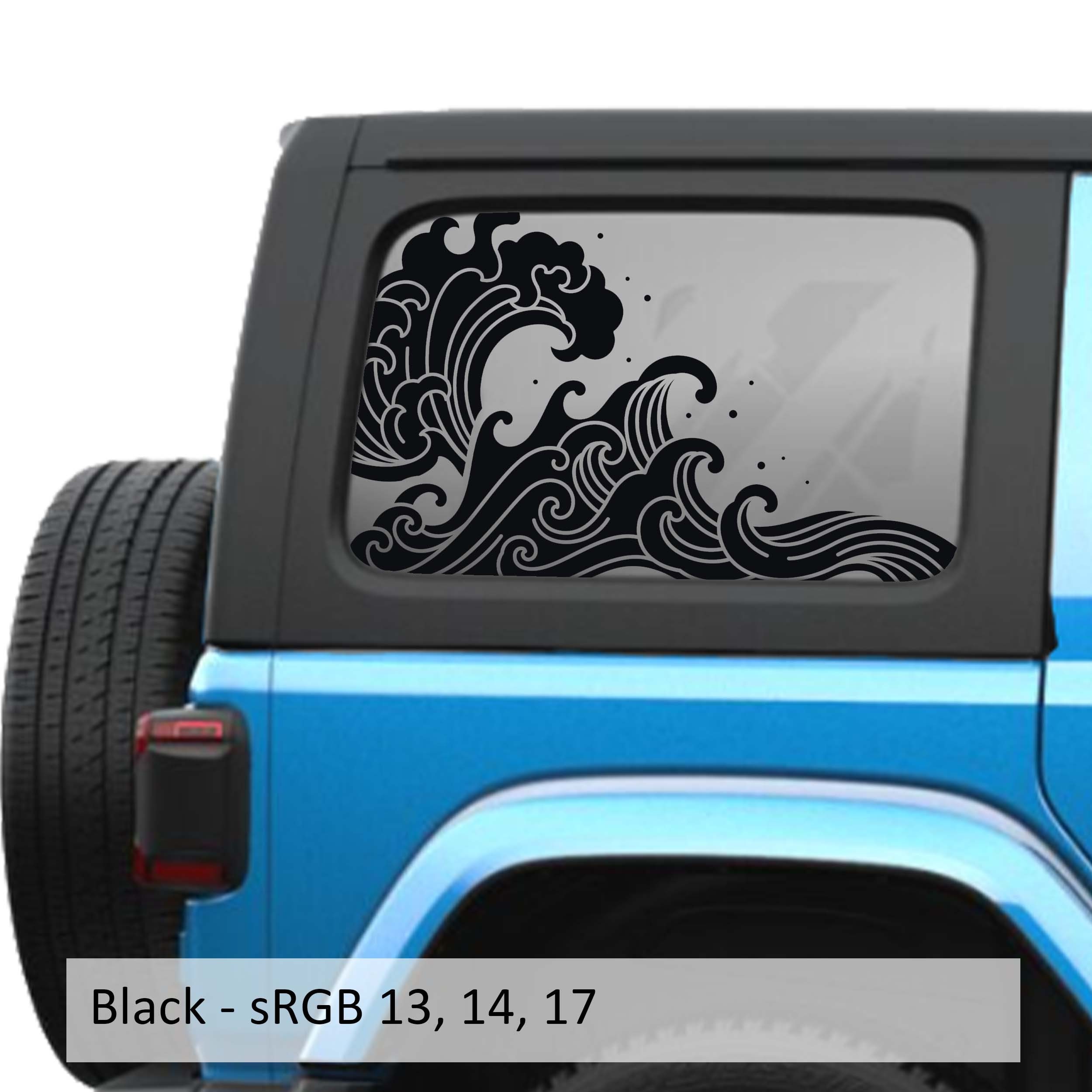 Ocean Tidal Wave Hardtop Window Decal Set - Fits Jeep Wrangler JLU 2018+