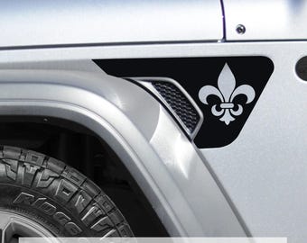 Fleur-de-Lis Fender Vent Vinyl Decal | Fits Jeep Wrangler JL & Gladiator JT 2018+ | Classic French Heritage Graphic for Jeep Mods