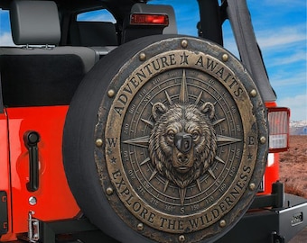 Bronze Compass Bear Adventure Awaits Spare Tire Cover With Backup Camera Hole