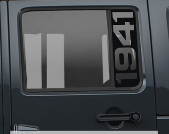 1941 Side Window Vinyl Decal Set - Fits  2006-2017 Jeep Wrangler JKU Models