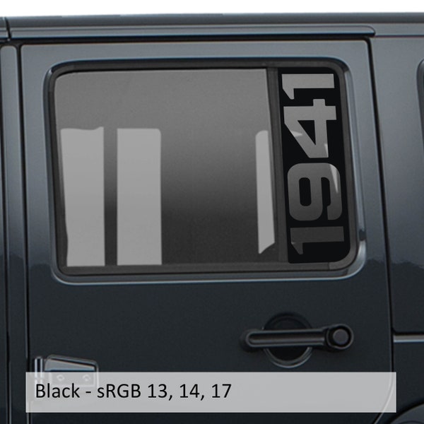 1941 Side Window Vinyl Decal Set - Fits  2006-2017 Jeep Wrangler JKU Models