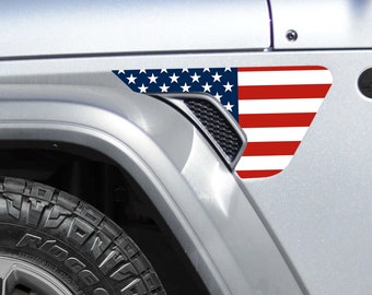 American Flag Fender Vent Vinyl Decal - Fits Jeep Wrangler JL/Jeep Gladiator JT 2018+