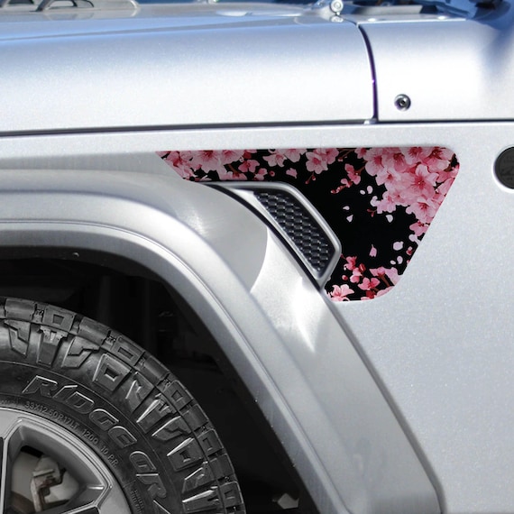 Japanese Cherry Blossom 2pc Vinyl Fender Decal Set - Fits Jeep