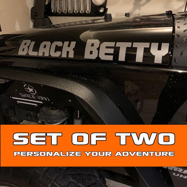 Personalisierte benutzerdefinierte Text-Vinyl-Aufkleber - passend für jeep Wrangler oder Gladiator - Vinyl Aufkleber Schriftzug - Erstellen Sie benutzerdefinierten Text Aufkleber (2er-Set)