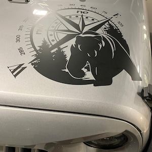 Black Bear Compass Vinyl Transfer Decal Outdoor Adventure Graphic for Cars Windows Laptops Durable Custom Design