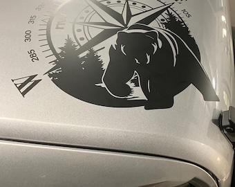 Black Bear Compass Vinyl Transfer Decal Outdoor Adventure Graphic for Cars Windows Laptops Durable Custom Design