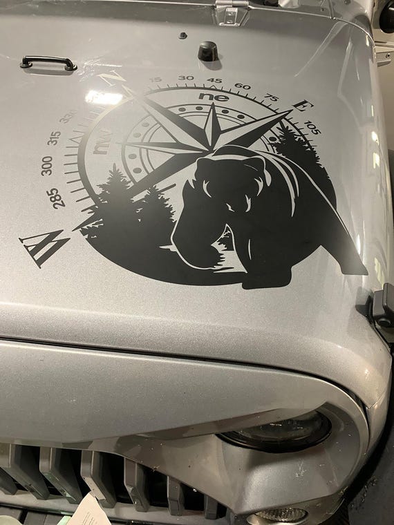 Black Bear Compass Vinyl Transfer Decal Outdoor Adventure Graphic for Cars Windows Laptops Durable Custom Design