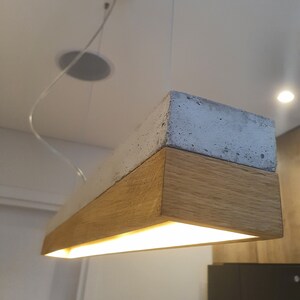 Handmade oak + concrete lamps