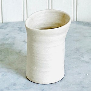 Studio Art Pottery Small Matte White Bud Vase - Unusual Design - Hand Thrown - Hand Made