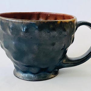 Studio Pottery Black Brutalist Design Coffee Tea Mug - Studio Pottery - Art Pottery