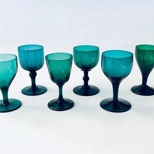 Antique Early 19th Century British George IV Hand Blown Bristol Teal Flint Glasses - Many Styles - Barware - Antique Glassware