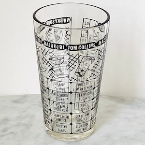 Vaso mezclador de cócteles de vidrio Federal Glass vintage Manhattan, Whiskey Sour, Collins, etc. - Artículos de bar - Entretenimiento - Cristalería vintage colorida