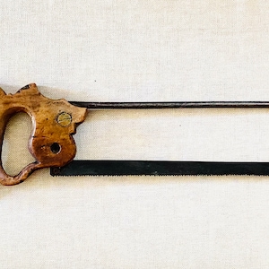 Antique Disston Butcher Bone Saw Intricate Wood Handle With Patina - Antique Tools - Home Decor