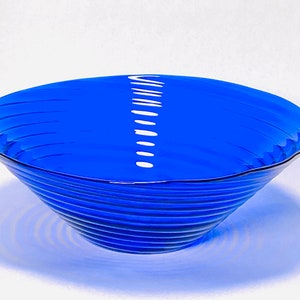 Vintage Vetreria Etrusca Cobalt Blue Ribbed Glass Bowl- Art Glass - Home Decor