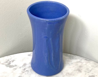 Vintage Zanesville Stoneware Art Pottery Floral Blue Vase # 576 - Home Decor - Flower Vases - Gifts