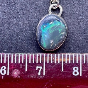 Australian Black Opal Pendant: Sterling Silver Necklace, Lightning Ridge Opal