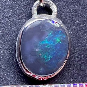 Australian Black Opal Necklace: Solid Silver Curb Chain