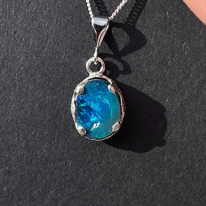 Australian black opal doublet solid silver rare find