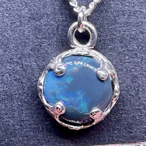 Black opal Australian lightning Ridge necklace 925 solid silver
