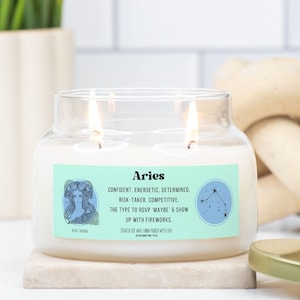 Birth Month Aries Star Sign Candle, BFF Zodiac Gift, Aries 10 oz Astrology Soy Wax Candle, Funny Aries Gift, Aries Birthday Gift