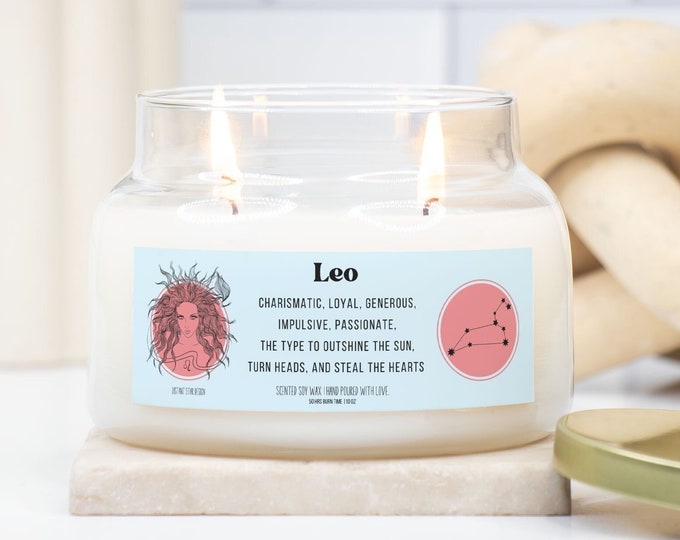 Leo Birth Month Star Sign Candle, BFF Zodiac Gift, Leo 10 oz Astrology Soy Wax Candle, Funny Leo Gift, Birth Month Gift for Leo Sun sign