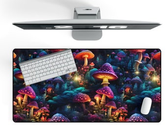 Cottagecore Magic Mushroom Desk Mat, Botanical Witchy Mousepad