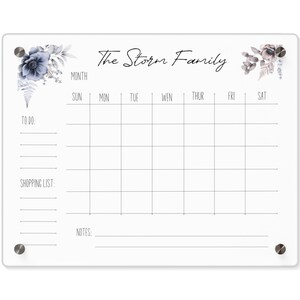 Customizable Family Calendar, Acrylic Family Planner, Personalized Monthly Calendar, Dry Erase Board, House warming Gift, Family Goals
