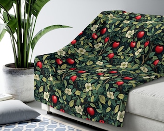 Apple Garden sherpafleecedeken, cottagecore plaid