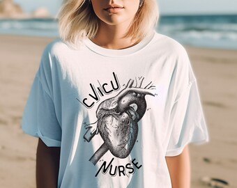 CVICU Nurse Heart Anatomy Comfort Farben T-Shirt