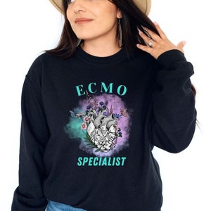 Sudadera con capucha para especialista en ECMO, corazón floral, regalo para enfermera de cuidados intensivos