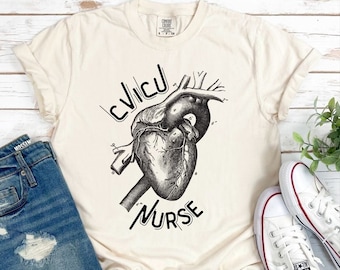 CVICU Nurse Comfort Colors T-Shirt, Herz-Anatomie-Design
