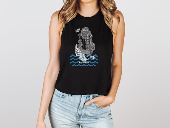 La Sirena Racerback Crop Top, Beach Cover Up, Mermaid Shirt, La