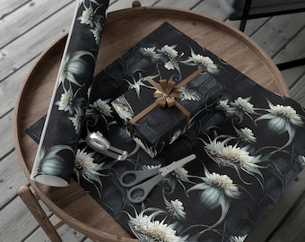 Gothic Floral Wrapping Paper, Eco-Friendly Luxury Paper